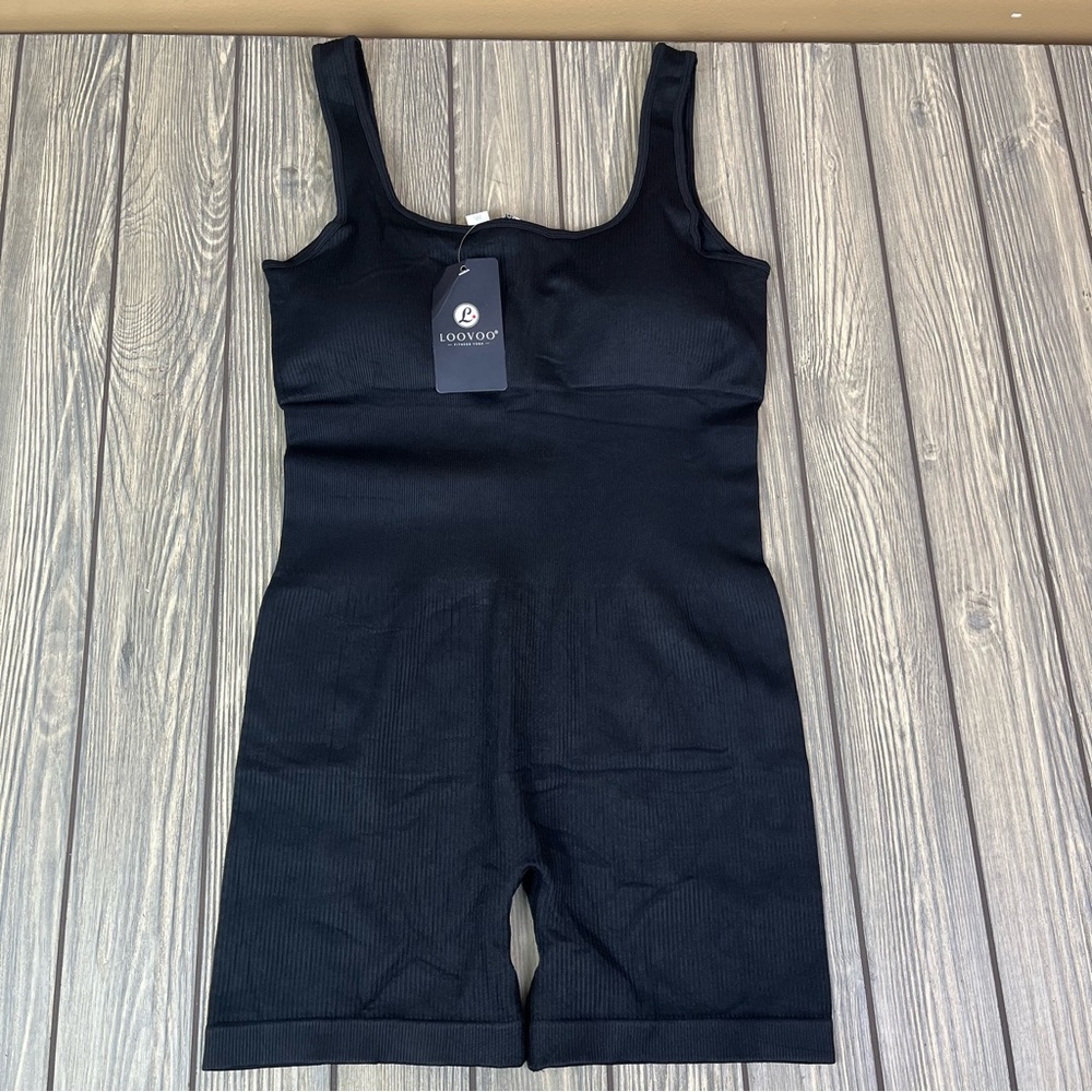 NEW Ribbed Bodysuit Romper Black Jumpsuit Women's 14/XL